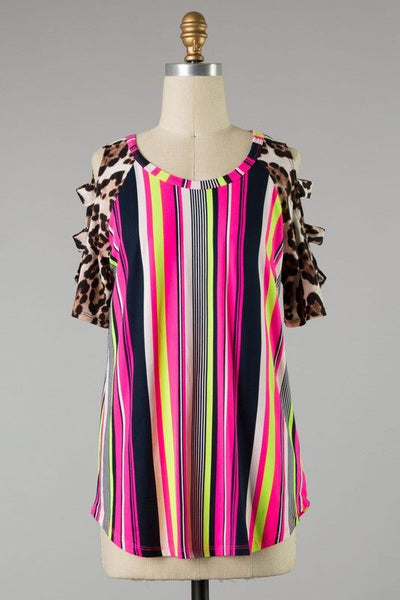 Leopard Latter Sleeve Serape top