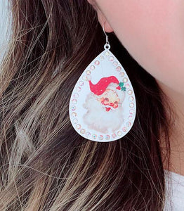 White Vintage Santa Earring