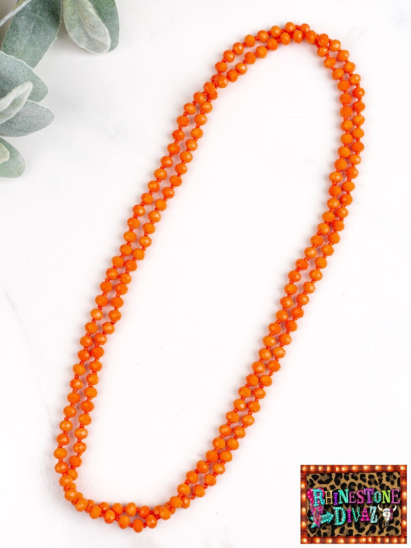 60" Orange Bead Necklace