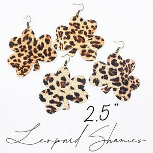 2.5" Leopard Shamrock Earrings