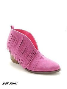 Pink Fringe Bootie