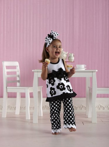 Black/White Ruffle Floral Outfit