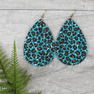 Turquoise Glitter Leopard Earring