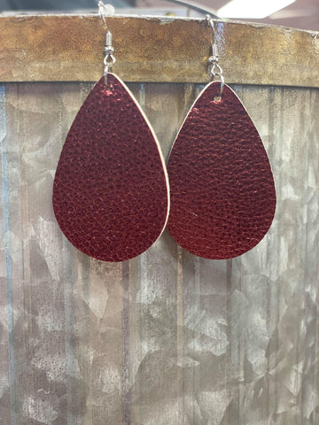 Burgundy Leather Earrings