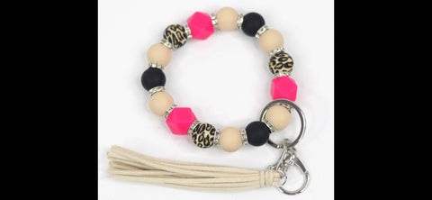 Leopard Hot Pink Rhinestone Keychain