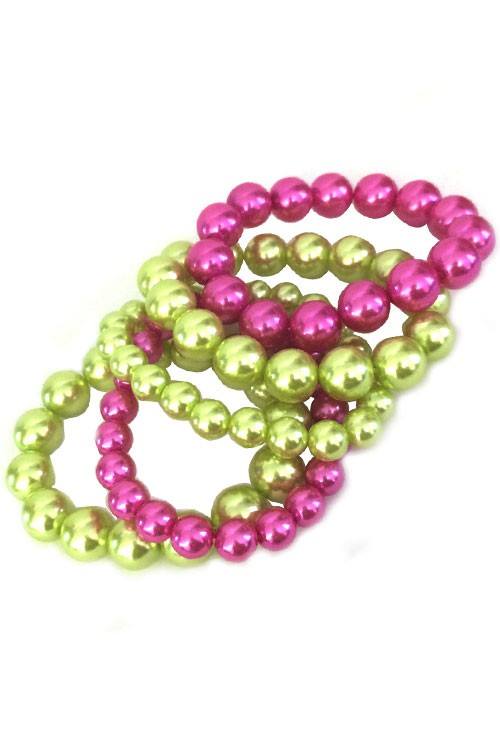 Pink/Green Bubble Gum Bead Bracelet