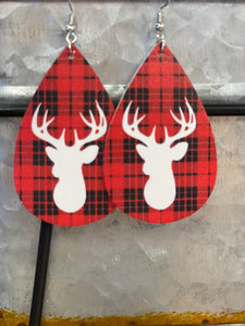 Plaid Deer Earrings