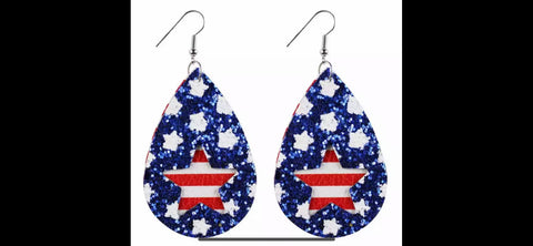 Blue Glitter 4th Earrings