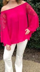 Pink Lace Off The Shoulder Top