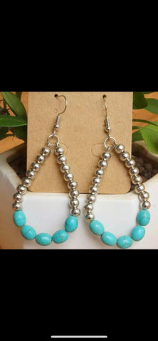 Turquoise Silver Bead Earrings