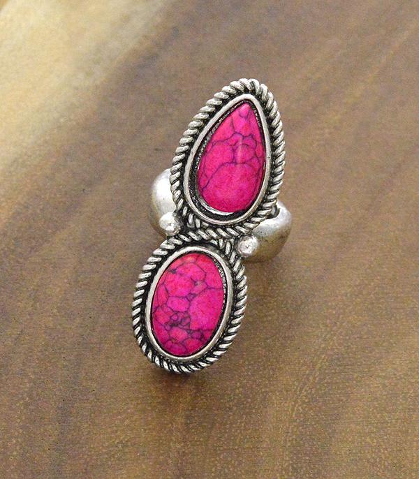 Hot Pink Western Double Stone Ring