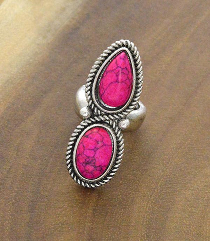Hot Pink Western Double Stone Ring