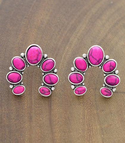 Hot Pink Squash Blossom Earrings