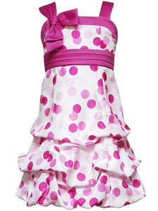 Multi Pink Polka Dot Ruffle Kids Dress