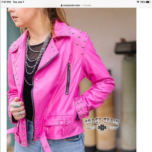 Pink Camaro Leather Jacket