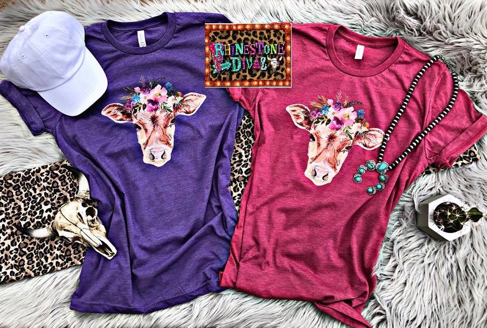 Floral Cow Tee