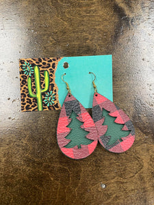 Plaid Tree Double Layer Earrings