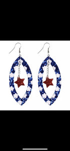 Blue Glitter Hanging Star Earrings