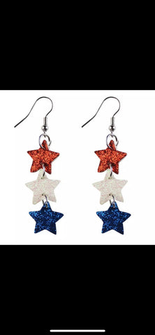 Glitter Triple Star Earrings
