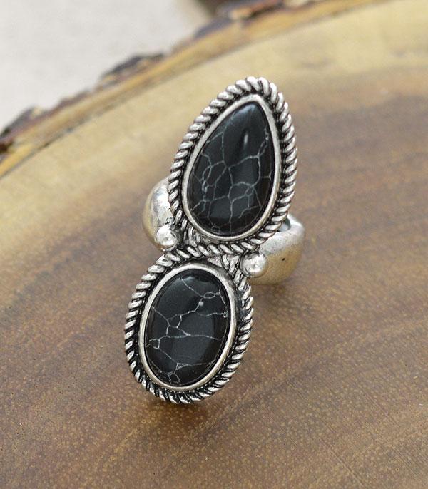Black Western Double Stone Ring
