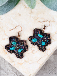 Beaded/Turquoise Stone Texas Earrings