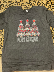 Plaid/Leopard Tree Merry Christmas Tee