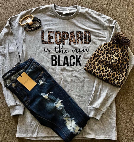 Long Sleeve Leopard Is The New Black Tee