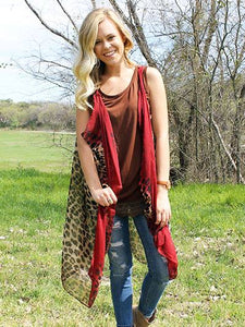 Red Leopard Sheer Vest