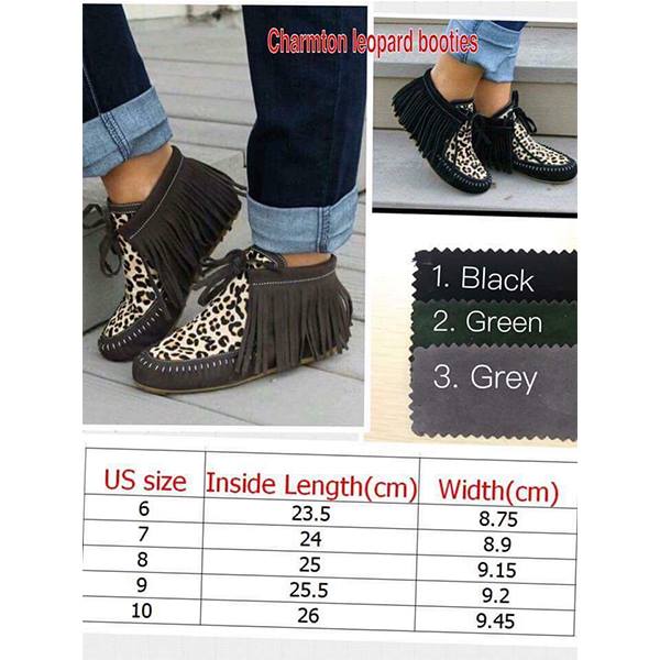 Leopard Fringe Bootie