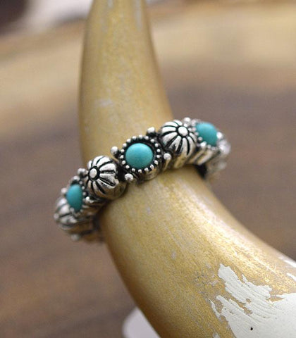 Floral Turquoise Band Ring