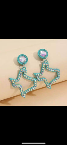 Turquoise AB Crystal Texas Earrings