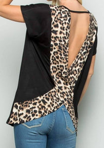 Black Top With Leopard Open Back