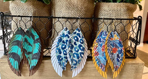 Feather Double Layer Stacked Earrings