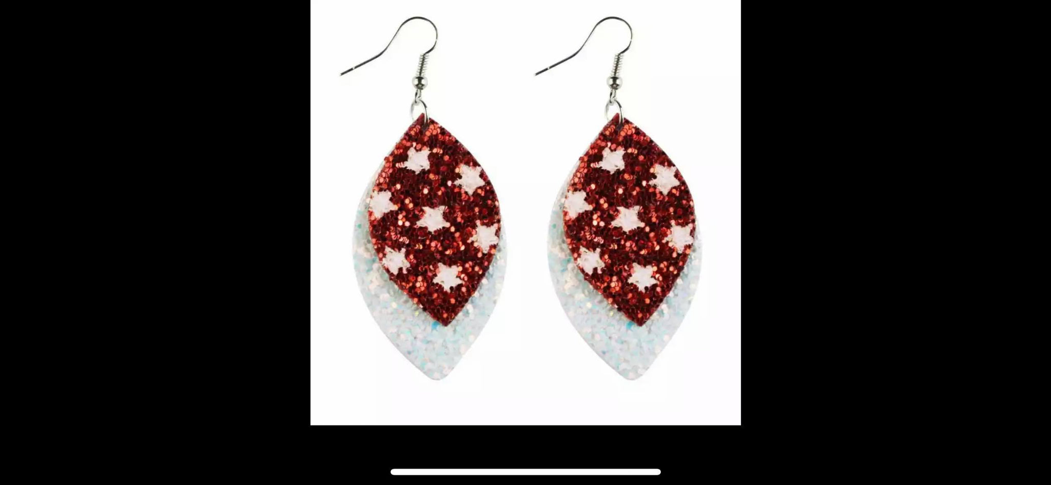 Glitter Red Star White Double Layer Earrings