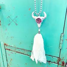 Bull Skull Lace Tassel Necklace