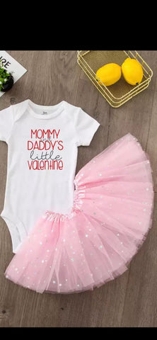 Pink 1st Valentines Day Tutu Set