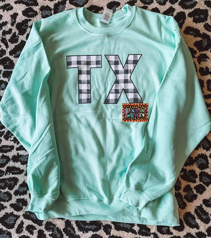 Mint Plaid TX Sweatshirt