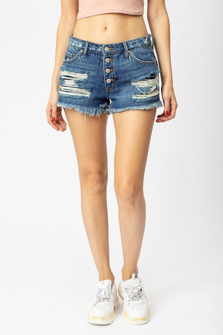 K7817D Dark Distressed Shorts