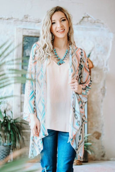 LB Coral Aztec Cardi