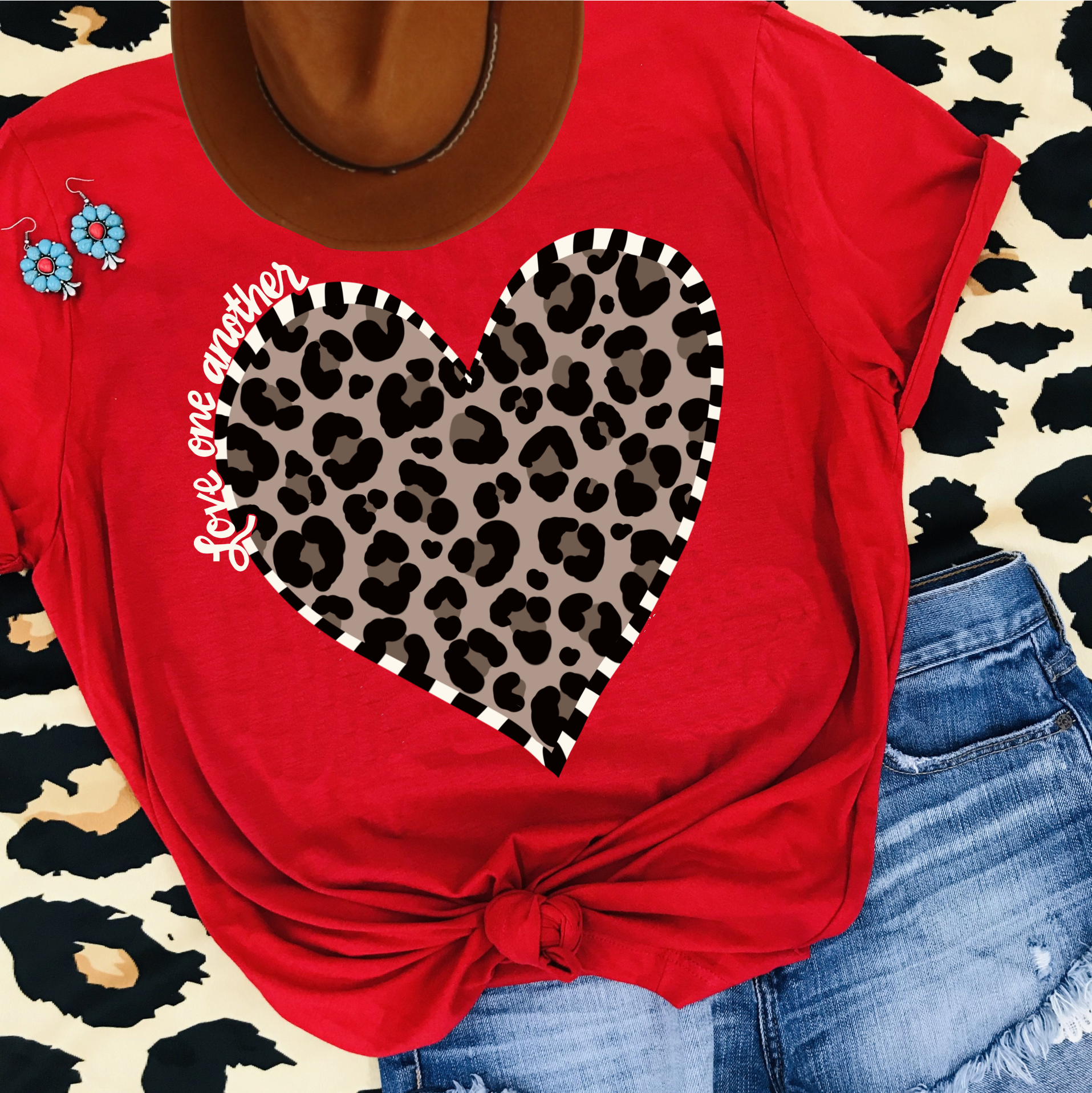 Love One Another Leopard Tee
