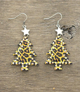 Leopard Christmas Tree Earrings