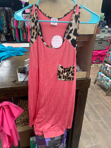 Coral Pink Leopard Tank