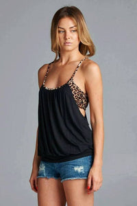 Black Tank With Attached Leopard Bralette