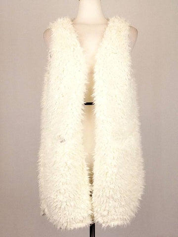 White Fur And Leopard Suede Vest