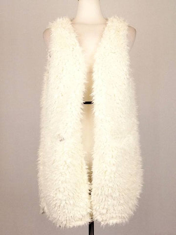 White Fur And Leopard Suede Vest