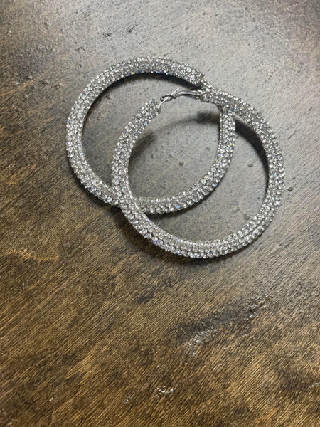 Clear Rhinestone Hoop Earrings