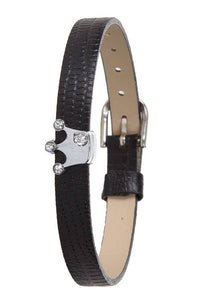 Rhinestone Crown Leather Bracelet