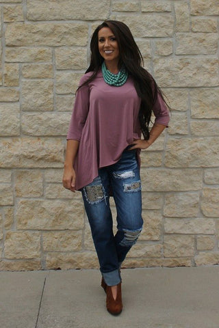 Mauve 3/4 Sleeve Top