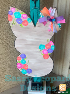 Bright Floral Bunny Door Hanger