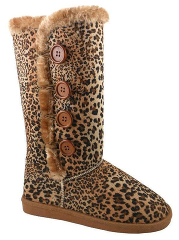 Leopard Ugg Style Fur Boot